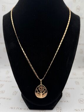 NEW 18K Gold Filled 22” Tree of Life Necklace | Unique Bar & Link Chain